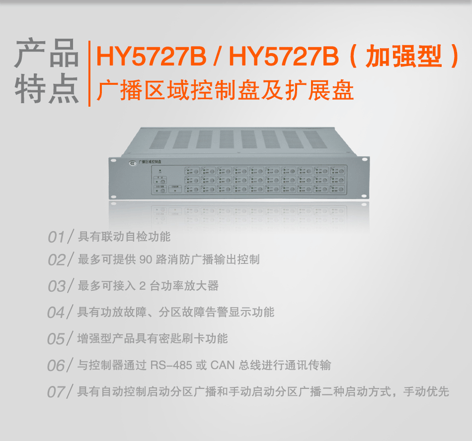 HY5727B广播区域控制盘特点