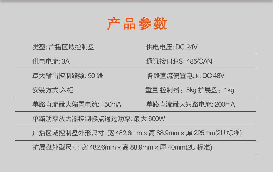 HY5727B广播区域控制盘参数