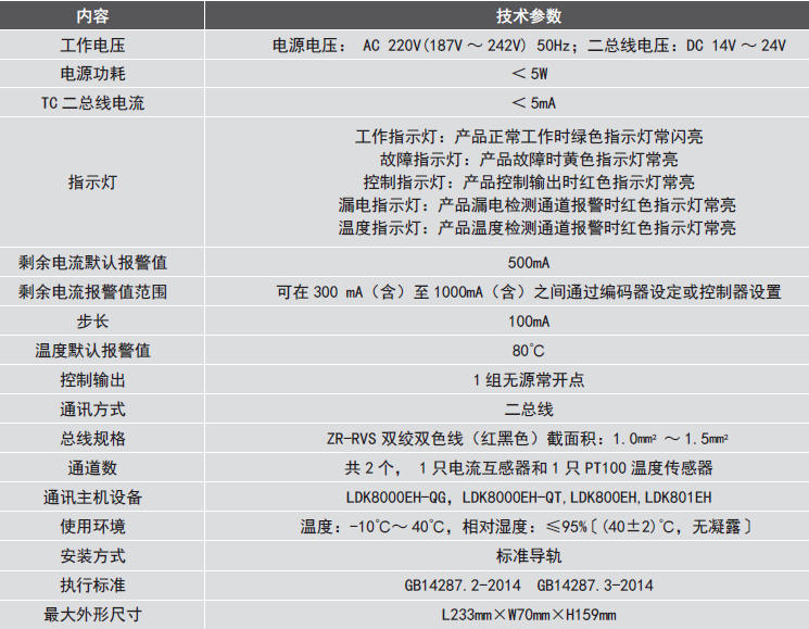 LDT9104EH组合式电气火灾监控探测器参数