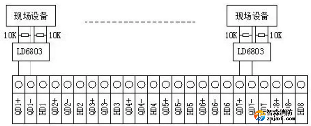 利达LD9203EN联动控制盘二线制接线